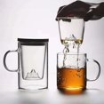 thumbnail image 2 of 500ml/350ml Glass Cup Round Double Wall Milk Mug Tea Cup, 2 of 9