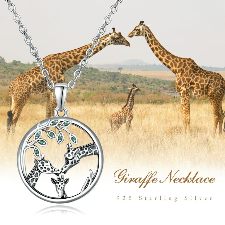 TANGPOET 925 Sterling Silver Giraffe Necklace for Women, Mom