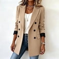 thumbnail image 3 of gbyLJF Double Breasted Blazer for Women Long Sleeve Notched Lapel Office Suit Jackets Business Casual Mid-length Coats Workwear, 3 of 9