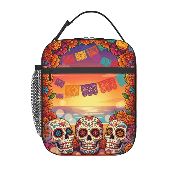 Gothic Skull Insulated Lunch Bag Reusable Lunch Tote Bag Cooler Bag For Women Men Lunch Box Leakproof Lunch Bag For Work School Picnic Camping