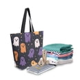 thumbnail image 2 of FORMRS Womens Canvas Tote Bag with Zipper Inner Pocket Shoulder Handbag, Orange Halloween Ghosts, 2 of 7