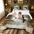 thumbnail image 3 of meiyoeat Hunting Bass Fish Animal Full Size Comforter Sets for Men Boys, Retro Lake House Bedding Comforter Set, Green Brown, Reversible, 3-Piece, 1 Comforter and 2 Pillowcases, 3 of 6
