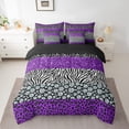 thumbnail image 2 of 7Pcs Leopard Print Comforter Set Full Size,Rustic Cheetah Zebra Texture Patchwork Comforter + Flat Sheet + Fitted Sheet + 2 Pillowcases + 2 Throw Pillow Covers, Purple Chic, 2 of 5