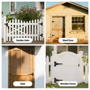 WellMade 8 in. Decorative T-Strap Hinge, Heavy Duty Black Iron Gate Hardware with Screws, for Wood Fences & Doors, 4 pack