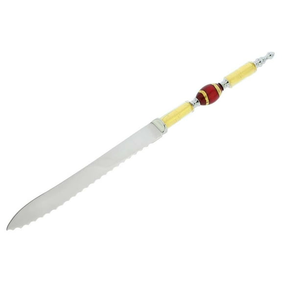 GlassOfVenice Italian Murano Glass Wedding Cake Knife - Gold Red Stripes