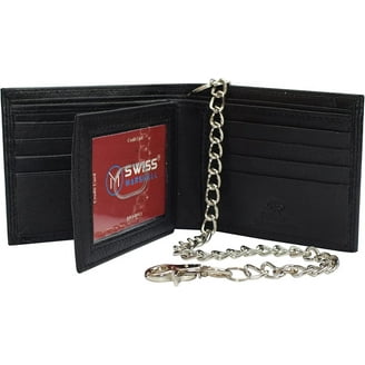チョメリストWallet chain & leather studs Amazon.com: Men's RFID Blocking Trifold Vintage Leather Biker