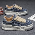 thumbnail image 3 of Men's Korean Streetwear Sneakers - Low - Top Lace-up Shoes , Men's Low Cut Denim Casual Sports Board Shoes |, 3 of 8