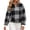 Black, variant on Womens Fleece Warm Pullover Top Quarter Zip Stand Collar Plaid Fuzzy Thermal Wear Loose Fit