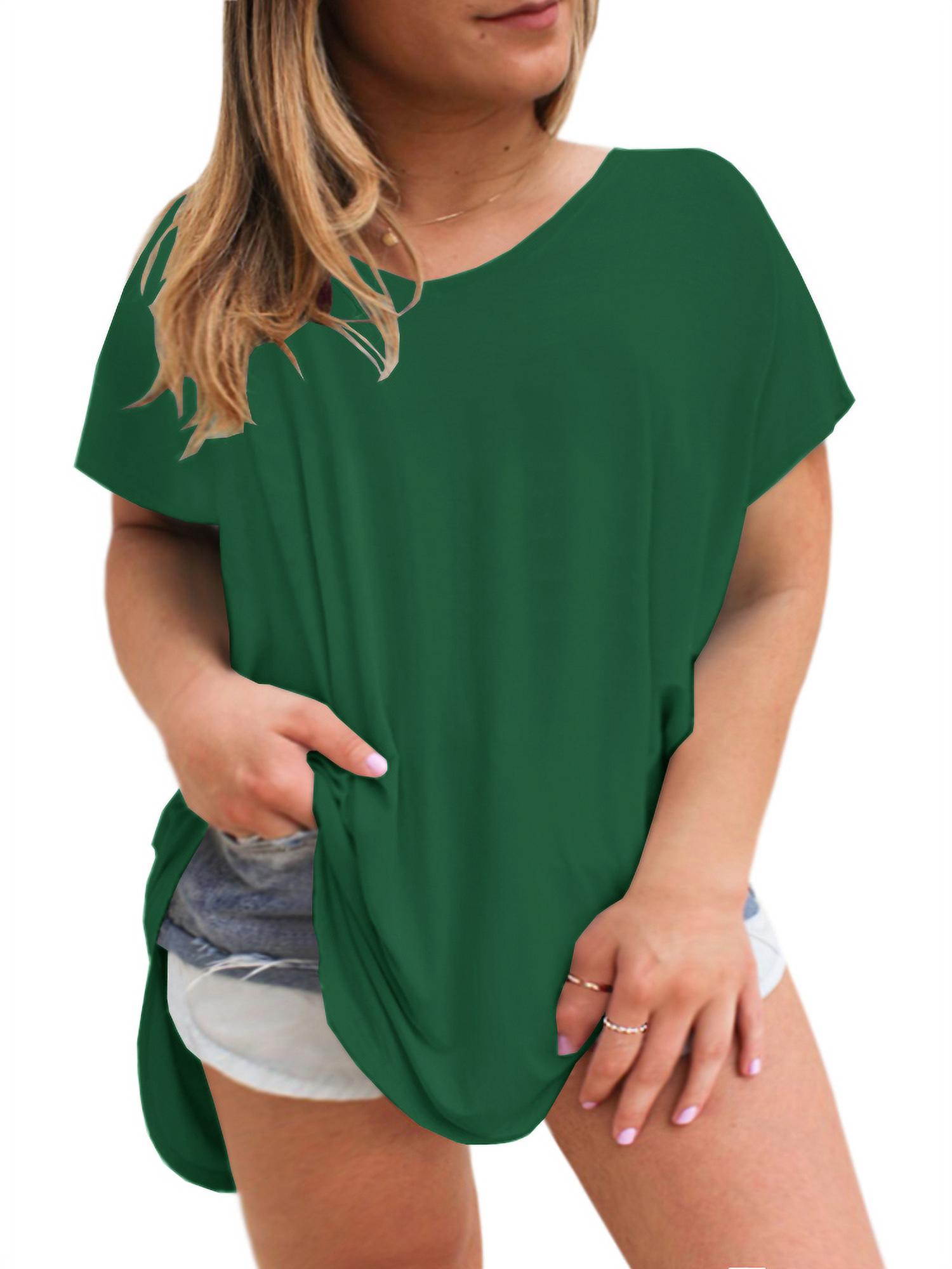 Women's Plus Size Tops Summer Short Sleeve V Neck Tunic TShirts