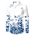 thumbnail image 5 of IWRICH Valentine's Day Dress Shirt for Men Vacation Stylish Casual Lapel Long Sleeve Heart Printed Button down Tops Blue S, 5 of 7