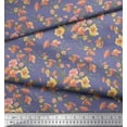 thumbnail image 2 of Soimoi Tissu Satin Modal Violet Feuilles & Azalée Imprimé Floral Tissu au Mètre 42 Pouces de Large, 2 of 3