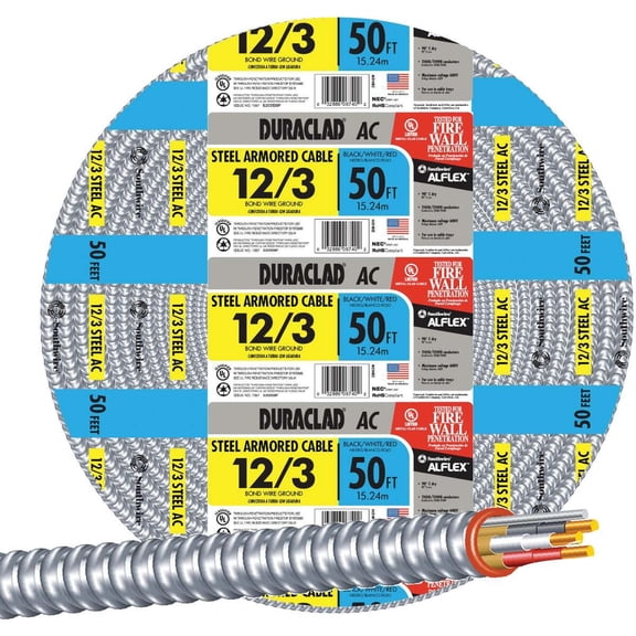 Southwire 50 Ft. 12/3 AC Armored Cable Electrical Wire 55275022