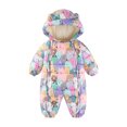 thumbnail image 2 of Godderr Newborn Girls Boys Snowsuit Winter Down Jacket Hooded Romper Jumpsuit Outwear Autumn Long-Sleeved Jacket for 0-24M, 2 of 5