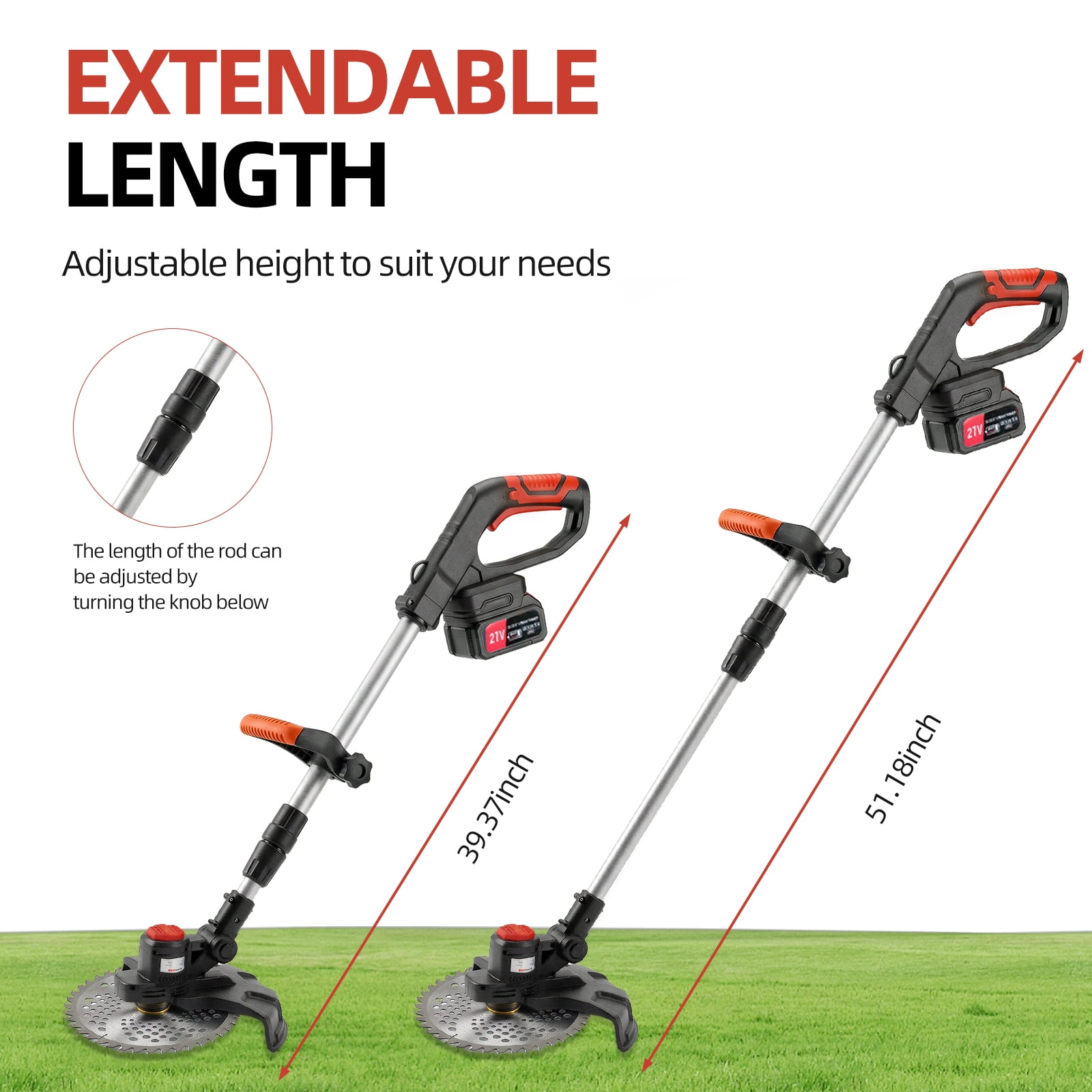 Paddsun Weed Eaters, 21V 650W Cordless Electric Weed Wacker 9-Inch Blades Brushless Grass Trimmer & Edger with 2 Battery String Trimmer for Yard