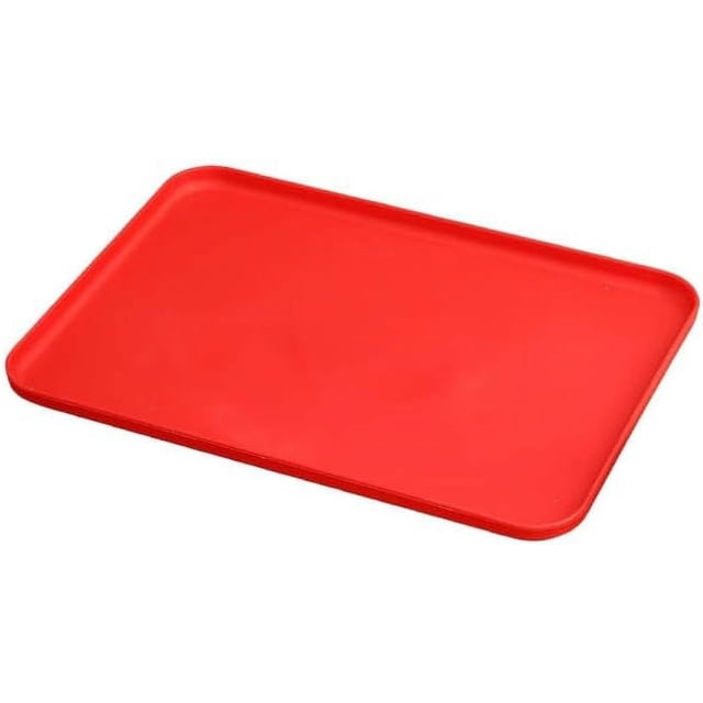 shiyou-Fast Food Tray,Colorful Rectangular Cafeteria Tray,Stackable Activity Tray Crafts Organizer Tray Serving Tray Jewelry Tray,Rectangular Serving Platter for Party, Home, School (Red)