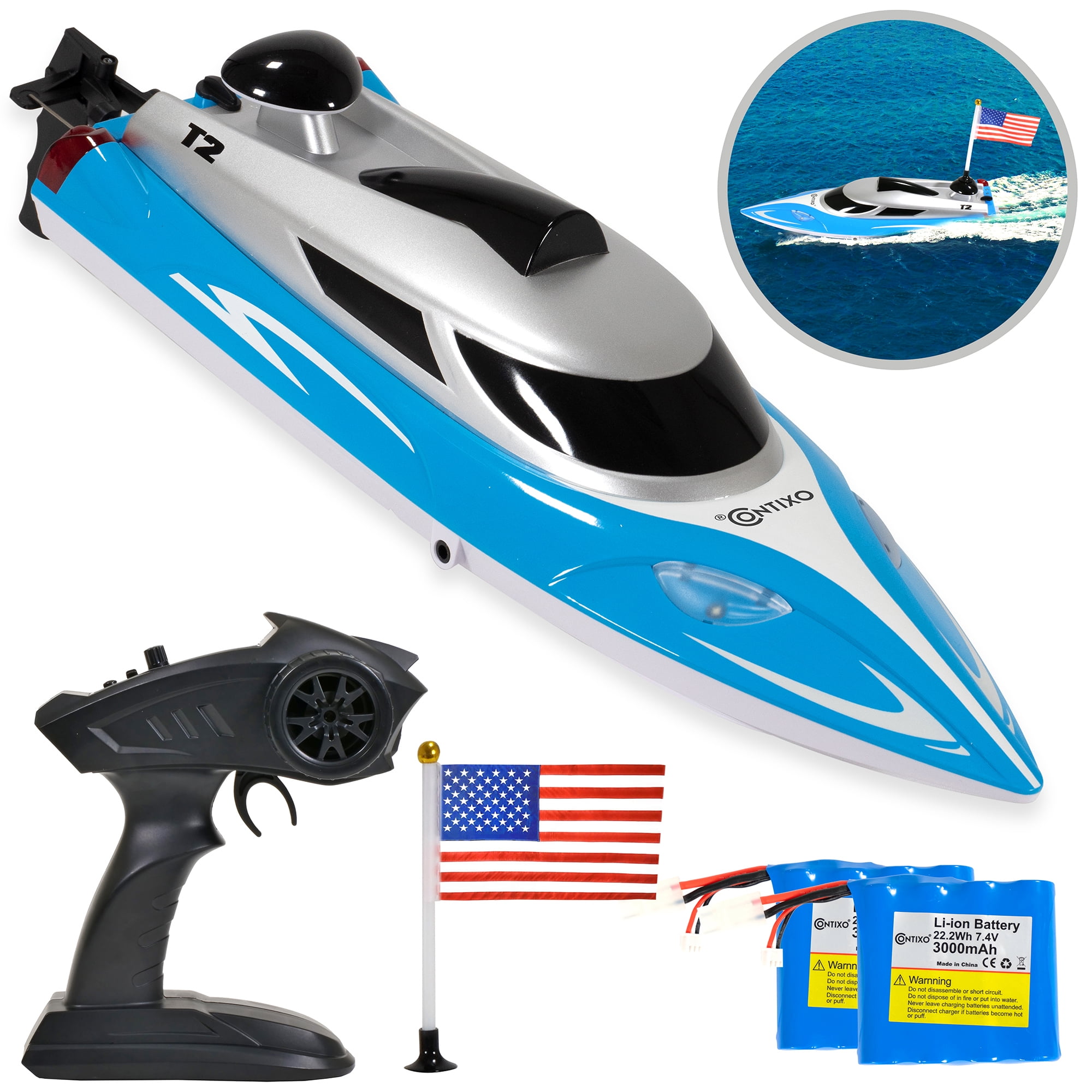 Contixo T2 RC Boat Remote Control Boats for Pools and Lakes, 20+mph 2 ...