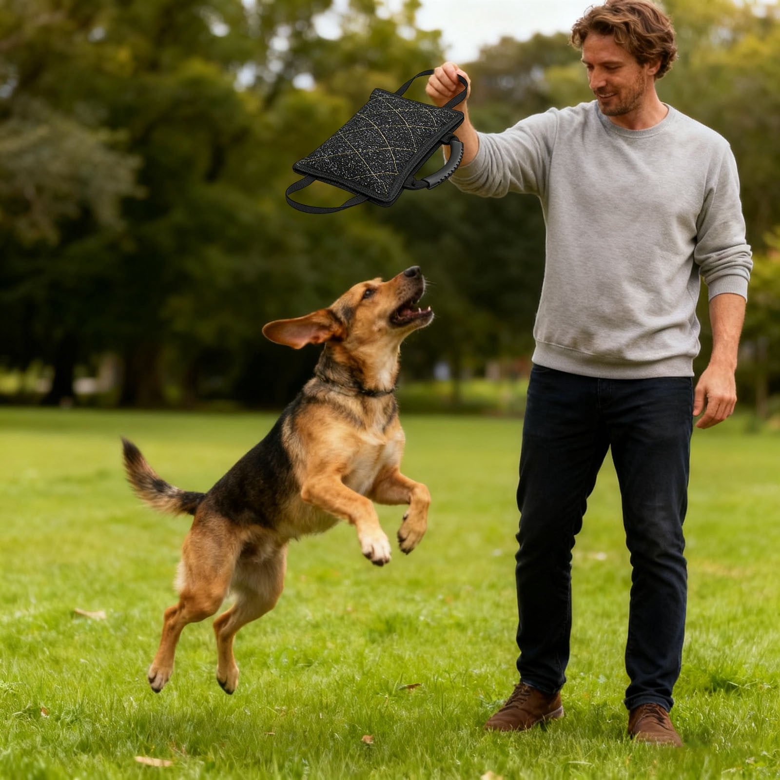Double Handle Interactive Chew Training Robust Play Mat for Medium and Large Puppies Exercise Tug Pet Toy