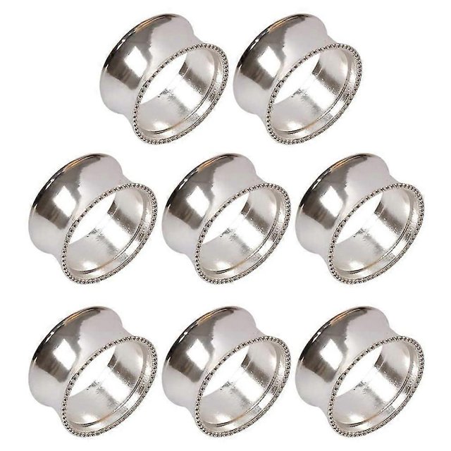 8 Pieces of alloy Beaded Napkin Ring Delicate Napkin Buckle (Silver)