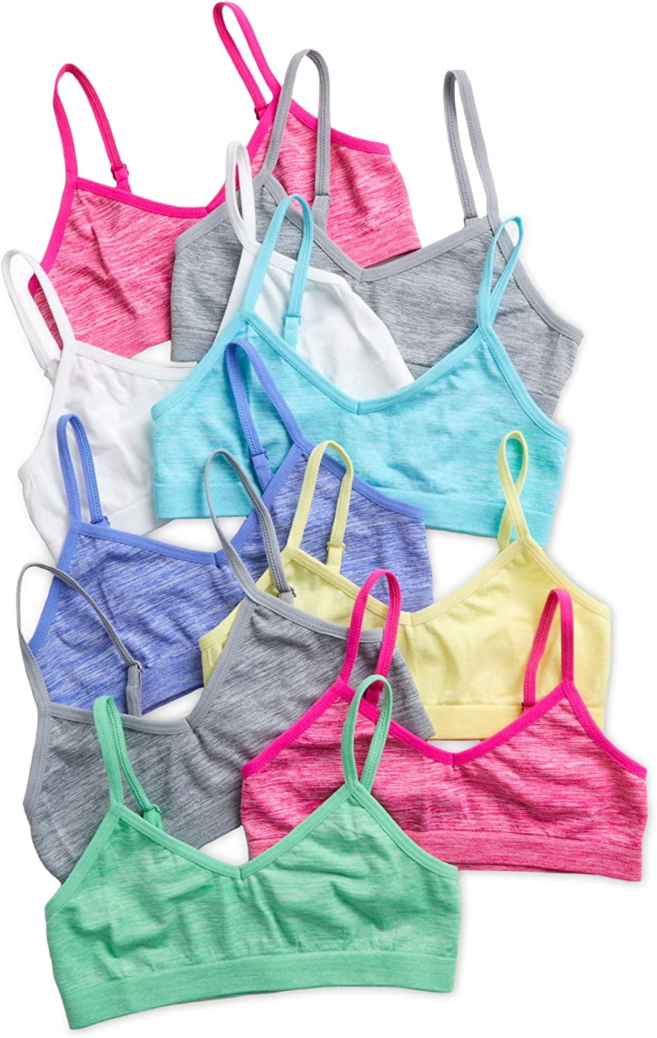 Sweet & Sassy Girls’ Training Bra 9 Pack Seamless Microfiber VNeck