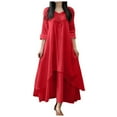 thumbnail image 1 of XDZJLR Robes pour Femmes Formelles Dames Deux Grandes Robes Amples en Lin à Manches Longues, 1 of 5