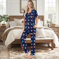 thumbnail image 2 of TSOVTHRID Shark Bubble Print Pajama Set for Women Notch Collar Soft Loungewear With Elastic Waist Long Pants Women Nightwear Set, Size S, 2 of 7