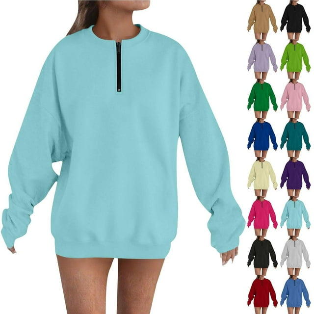 Camisetas para mujer,Blusa de mujer con degradado, manga larga, bolsillos, cuello redondo, informal, suave, para estar en casa, sopatenor