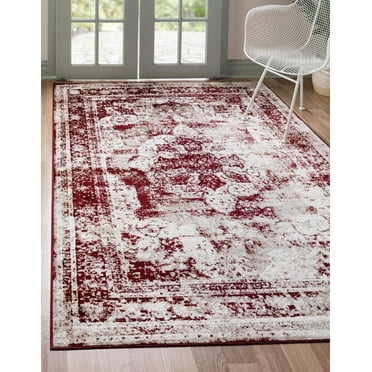 Rugs.com Monte Carlo Collection Rug – 5' x 8' Burgundy Medium Rug Perfect For Living Rooms, Large Dining Rooms, Open Floorplans