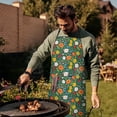 thumbnail image 4 of Pioneer Flower Floral Print Pattern Cotton Linen Apron with Pockets, Waterproof Adjustable, 33x27 Inch for Kitchen, Gardening, BBQ, Salon, 4 of 6