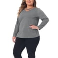 thumbnail image 4 of Agnes Orinda Women's Plus Size Tops Tshirts Cross V Neck Casual Long Sleeves Blouse Top 2X Grey, 4 of 6