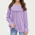 thumbnail image 2 of Kovlvoll Girls Clothes Long Sleeve Shirts Crew Neck Dressy Casual Blouses Loose Comfy Solid Color Toddler Girl Tees, 2 of 7