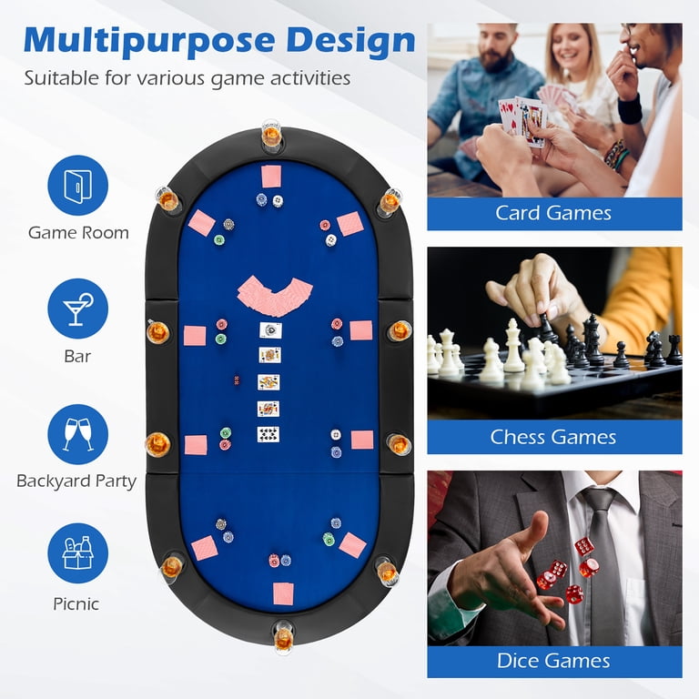 Gymax 84'' x 42'' 10-Player Foldable Padded Poker Table Top w