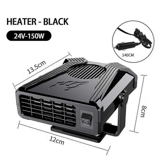 300w Portable Car Fan Heater Vehicle Heating Windscreen Defroster Demister Black 24v_Gift