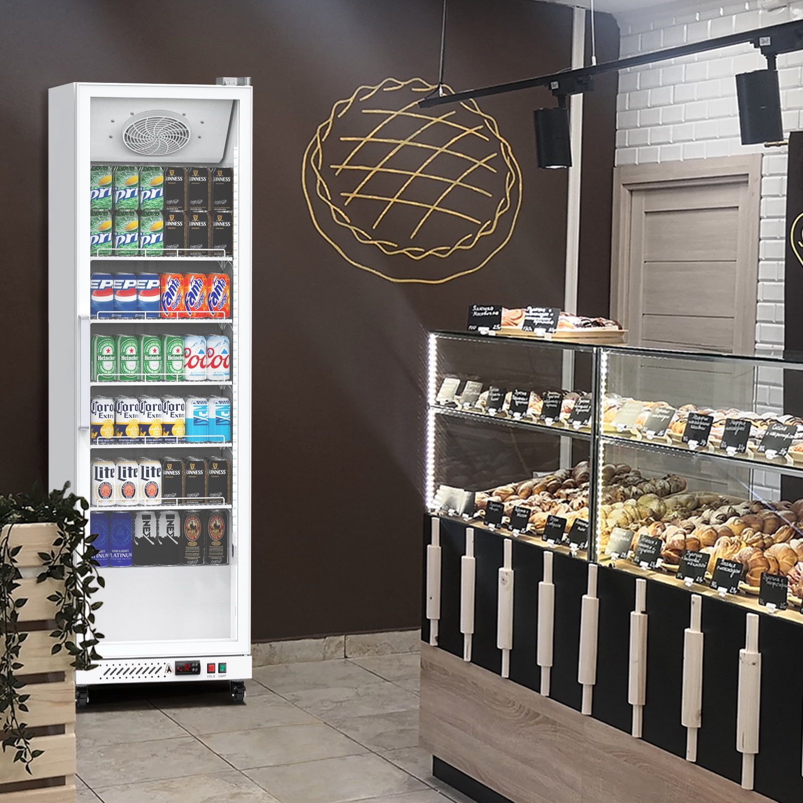 Kojooin Display Refrigerator Commercial,Merchandiser Refrigerator,Upright Beverage Cooler With Adjustable Shelves,White