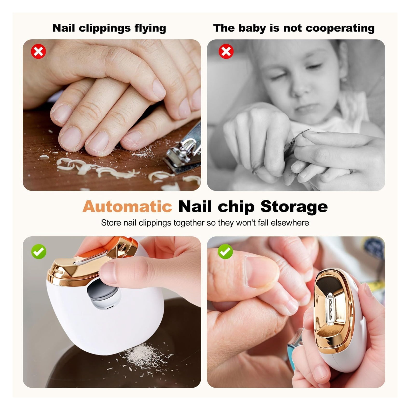 Electric Nail Clipper, Automatic Nail Clipper, 2-Speed Adjustable, USB Rechargeable Safe Automatic Baby Electric Nail Trimmer, Suitable for Babies, Children, Adults and The Elderly