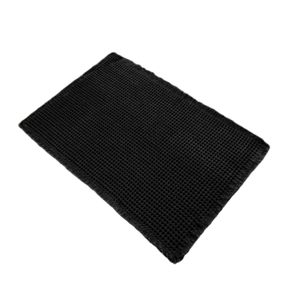 Waffle Bath Mat, Small Boho Bathroom Rugs Non Slip Washable, Ultra Soft Super Absorbent Quick Dry Farmhouse Bathroom Decor, Shower Mat, 43×61CM/16.93×24.02In, Black
