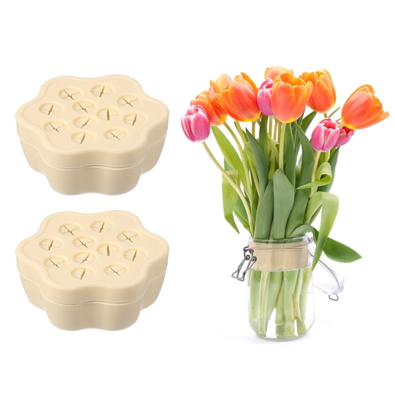 Stem Holder for Flowers, Silicone Flower Stem Holder Spiral Ikebana Small Flower Arranger Twist DIY Bouquet Floral Grid Yellow