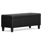 Afton 48 WD Rectangle Storage Ottoman Bench in Midnight Black Vegan Leather