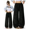 thumbnail image 6 of Women'S Wide Leg Pants Corduroy High Waist Palazzo Pants Comfy Baggy Trousers Black S, 6 of 9