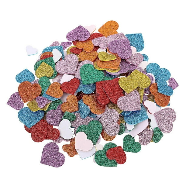 Valentines Day Craft Supplies Heart Shaped Glitter Stickers for Crafts Multi Color 200 Pieces