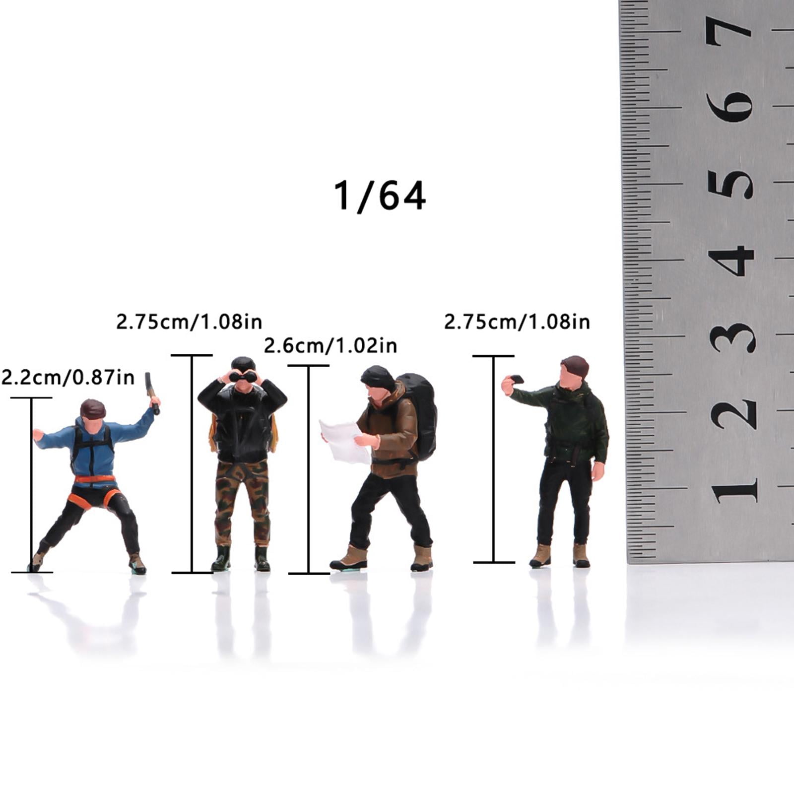 LeeQinersw 4Pcs Mini Rock Climbing Figures Hand Painted 1:64 Scale Resin Tiny People Figurines Mountaineering Men for DIY Projects Decor