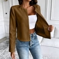 thumbnail image 2 of NominalSnug Womens Cropped Blazer Long Sleeve Collarless Casual Jacket Open Front Casual Work Office Cardigan Suit Jacket, 2 of 8