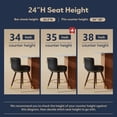 thumbnail image 4 of Ninecer Counter Height Bar Stools Set of 4, 24" Swivel Round Seat Bar Chairs with Low Back, PU Leather Modern Counter Stools with Footrest for Kitchen Island, Dining Room or Home Bar, Black, 4 of 8