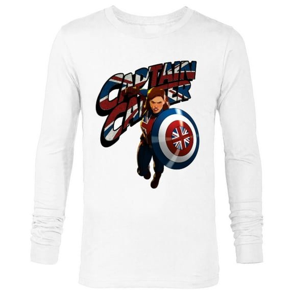 Marvel WHAT IF…? Captain Carter Union Jack - Long Sleeve T-Shirt for Men – Customized-White
