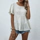 thumbnail image 2 of Blusa superior casual de cuello redondo de manga corta de color sólido de moda de verano para mujer Fridja  ghk1627, 2 of 7