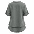 thumbnail image 5 of Womens Cotton Linen Boho Tops Summer Gauze Fringe Retro Shirts Short Sleeve V Neck Raw Hem Loose Beach Blouses, S, 5 of 5