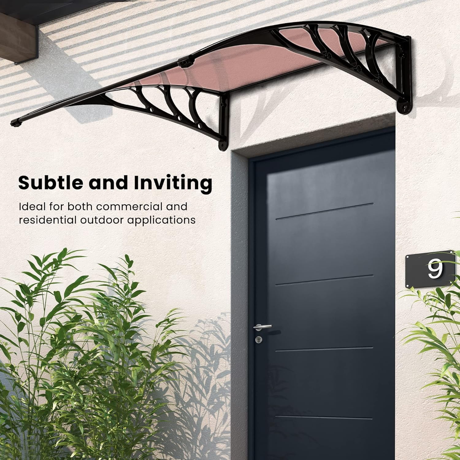 SPECSTAR Polycarbonate Door/Window Awning Canopy with Black