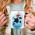 thumbnail image 4 of Watercolor Orca in Santa Hat Christmas Personalized Mug, Marine Animal Holiday Gift with Custom Name, 4 of 5