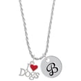 thumbnail image 1 of Delight Jewelry Silvertone I love Dogs with Red Heart Silvertone Script Initial Disc - B - Charm Necklace, 20"+3", 1 of 4