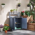 thumbnail image 5 of MINKUROW Outdoor Potting Bench with Storage,Wooden Garden Potting Table with Metal Tabletop and Removable Shelf,Potting Work Bench Station for Garden,Patio,Backyard-Grey, 5 of 5