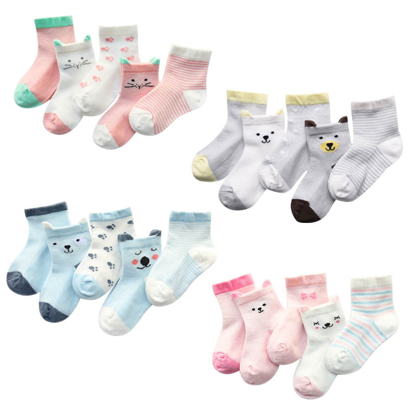 Calf Socks Children Girl Socks Cute 3 Pairs Mesh Printing Breathable Cotton Sock 